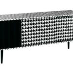 Credenza con decorazioni optical in bianco e nero